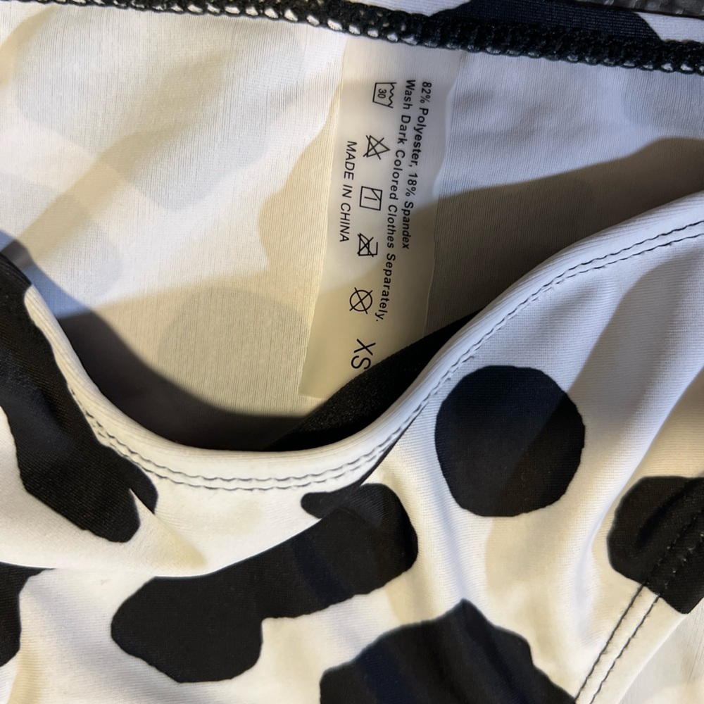 Black and White Cow Print Bikini Swim Set XS - Picture 2 of 3